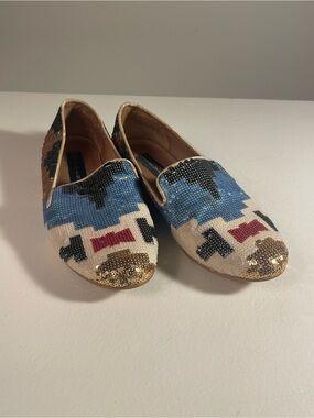 Steven by Steve Madden Sequin Statement Loafers Festival Boho Geometric